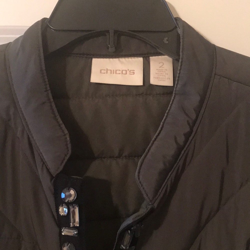 Chico’s Quilted Jacket with Jeweled Front - Picture 3 of 6